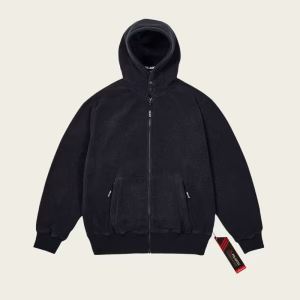 Front view of the POLARTEC LAZER ZIP HOOD BLACK from Palace
