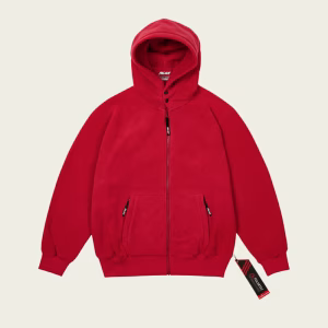 Front of Polartec Lazer Zip Hood Tomato Red