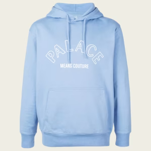Front view of the PALACE COUTURE LOGO-PRINT HOODIE.