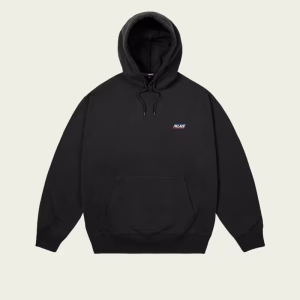 Palace Basically A Hood Black front view premium black streetwear hoodie