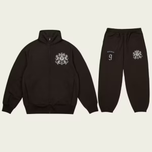 Crest Tracksuit Black front view