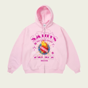 Palace Gods Gift Zip Hood Lush Flush front view oversized streetwear hoodie