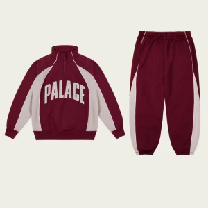 Palace Men’s Courtside Tracksuit Tawny Port/Concrete Grey front view
