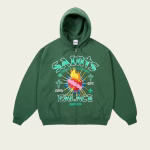 Palace Gods Gift Zip Hood Racey Green front view oversized streetwear hoodie