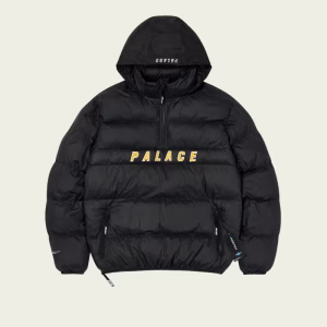 Palace Puffer Jacket Black front view premium insulated streetwear winter jacket