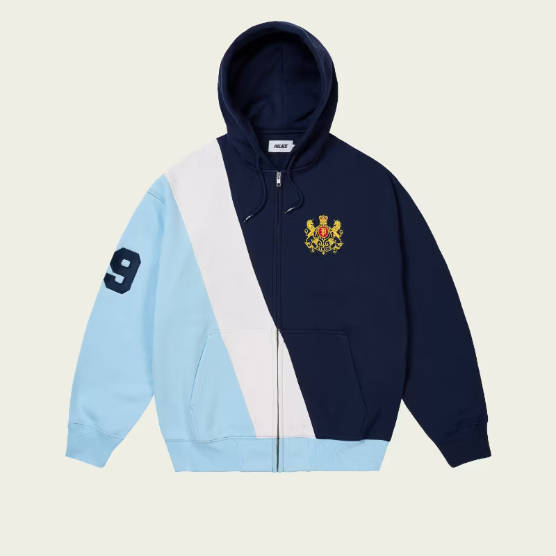 Palace Established Zip Hood Navy - Front View Front view of Palace Established Zip Hood Navy hoodie