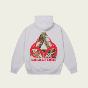 Palace Men’s Realtree Tri Ferg Hood Grey Marl back view with logo detail