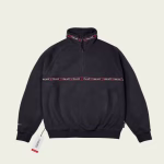 Front view of Palace Polartec Om 1/4 Zip Black sweatshirt