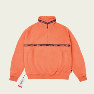 Front view of Palace Polartec Om 1/4 Zip Orange jacket