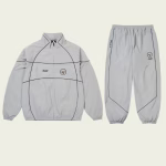 Palace Pro Team Piped Shell Tracksuit Grey front view