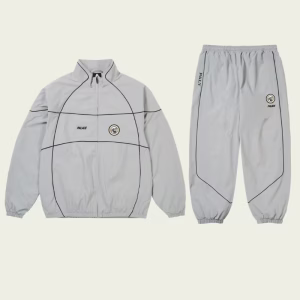 Palace Pro Team Piped Shell Tracksuit Grey front view