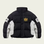 Front view of Palace Established Puffer Black jacket
