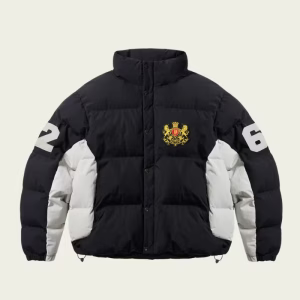 Front view of Palace Established Puffer Black jacket