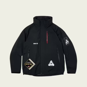 palace gore tex jacket black front view