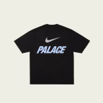 Back view of the Palace Nike Font Swoosh T-shirt Black