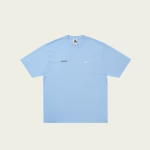 Front view of Palace Nike Font Swoosh T-shirt Sky Blue