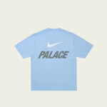 Back view of Palace Nike Font Swoosh T-shirt Sky Blue