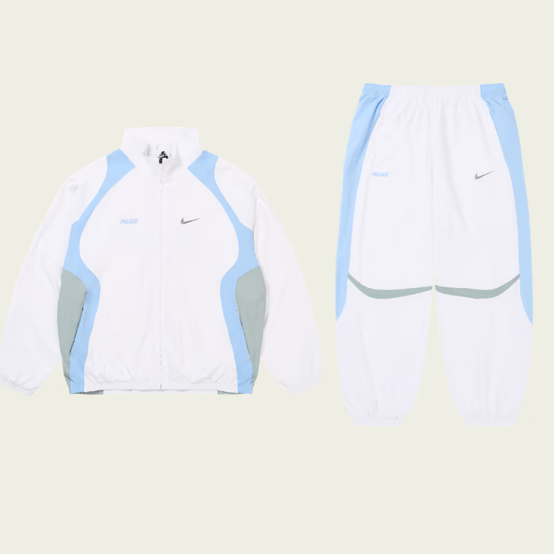 Palace Nike Tracksuit White – Front View Palace Nike Tracksuit White front view showing clean and modern design