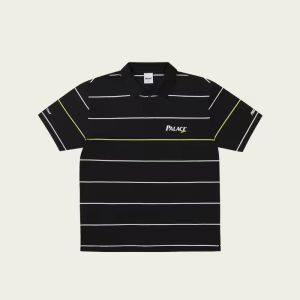 Front view of Palace Golf Polo Black by Palace Skatesboard, premium streetwear polo