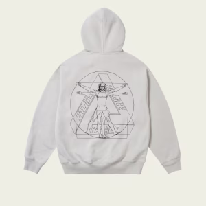 Palace Paltruvian Tri Hoodie Concrete Grey back view with Palace graphic design
