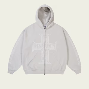 Palace Y So Cross Pigment Hood CONCRETE GREY premium streetwear hoodie with pigment-washed finish
