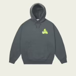 palace nike tri swoosh hoodie charcoal front view