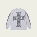 Palace Y So Cross Longsleeve Grey Marl back view authentic Palace streetwear long sleeve