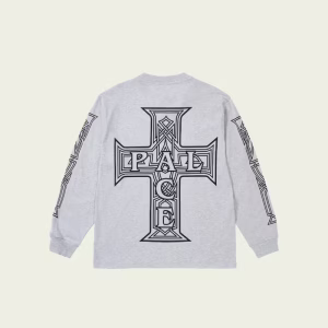 Palace Y So Cross Longsleeve Grey Marl back view authentic Palace streetwear long sleeve